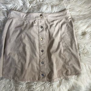 SUEDE BEIGE SKATER SKIRT